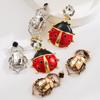Red Ladybug Cockroach Design Earrings: Unique European & American Retro Studs for Women 2025