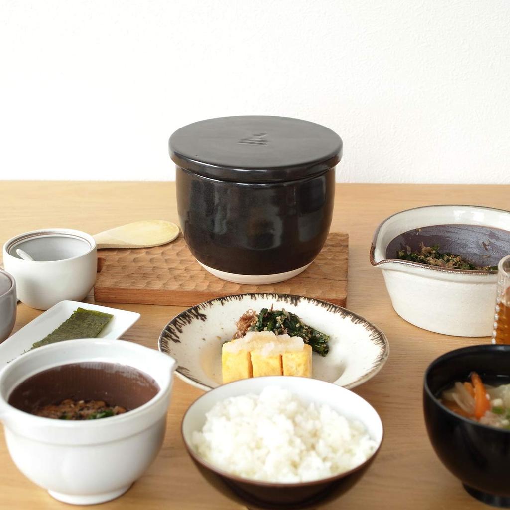 Керамический контейнер для риса Kamoshika Douguten, вместимость 1,5 чашки, сделано в Японии, Банко Яки, можно использовать в микроволновой печи, обычный размер (белый)