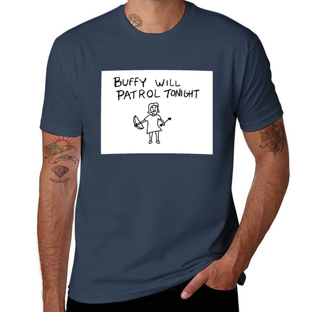 Buffy Will Patrol Tonight Poster Tshirt customs design your own korean fashion mens t shirts pack