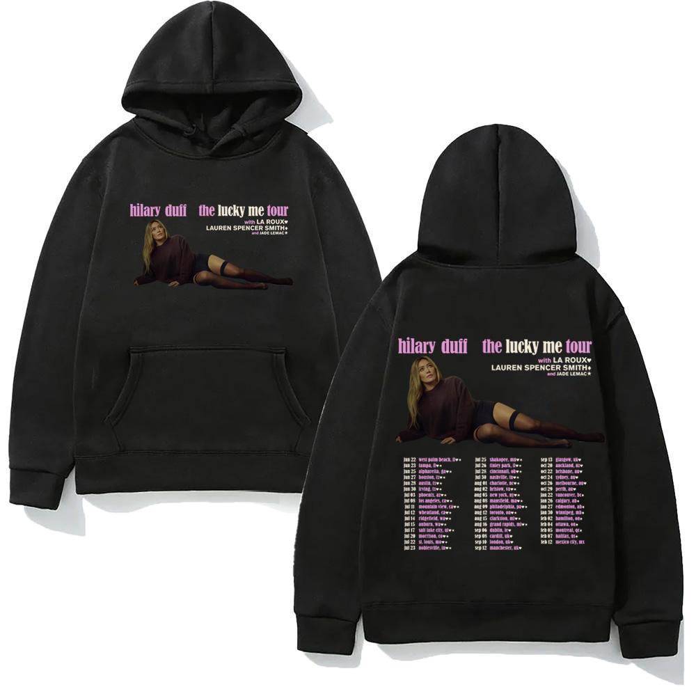 Хилари Дафф Худи The Lucky Me Tour на 2026 год Хип-хоп Графический Принт Худи Модный Классический Мягкий Панк Худи с Капюшоном Флис
