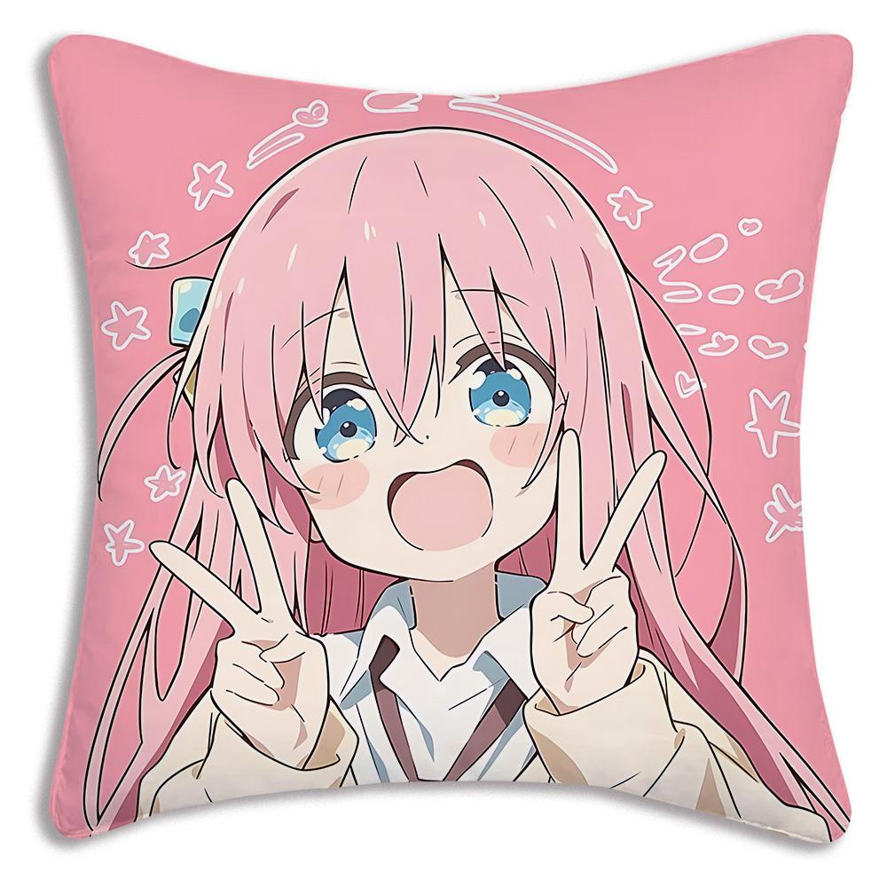 Аниме B-Bocchi the Rocks Наволочки Мультяшная Декоративная Подушка для Дивана Домашняя Двусторонняя Печать Короткий Плюш Милая Наволочка