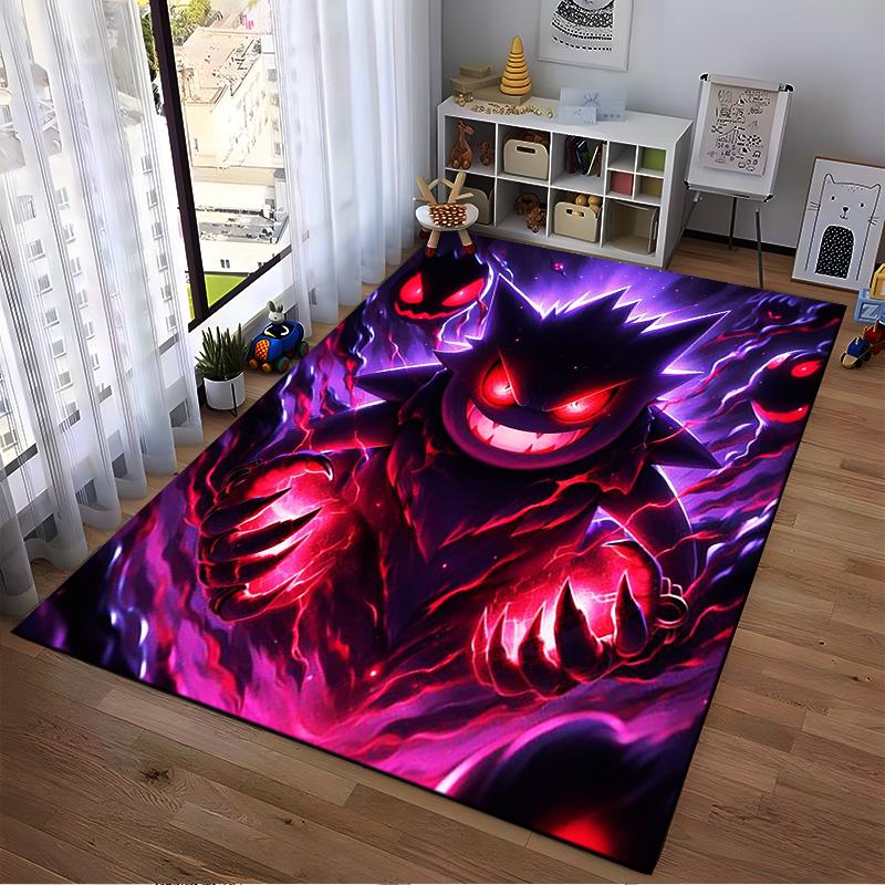 "Dark Fantasy Cartoon Style Rug with Red Glow and Fierce Creature" Suitable for use as an anti-slip for living room bedroom sofas