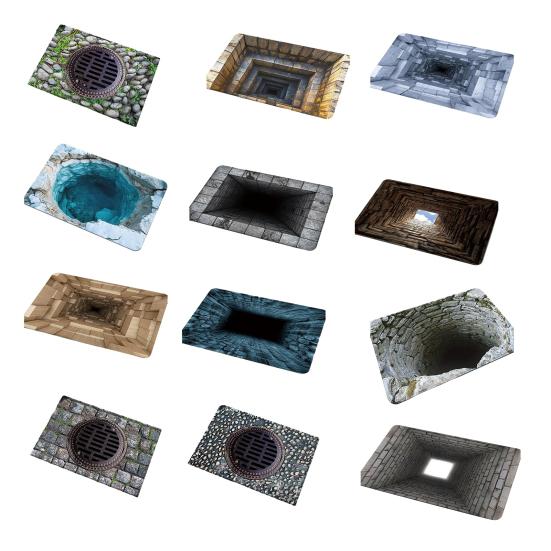 Yousheng 3D Optical Illusion Floor Mat Non-Slip Vision Rug Realistic 3D Carpet for Living Room Bedroom Bathroom Hallway Easy Care Decorative Rug