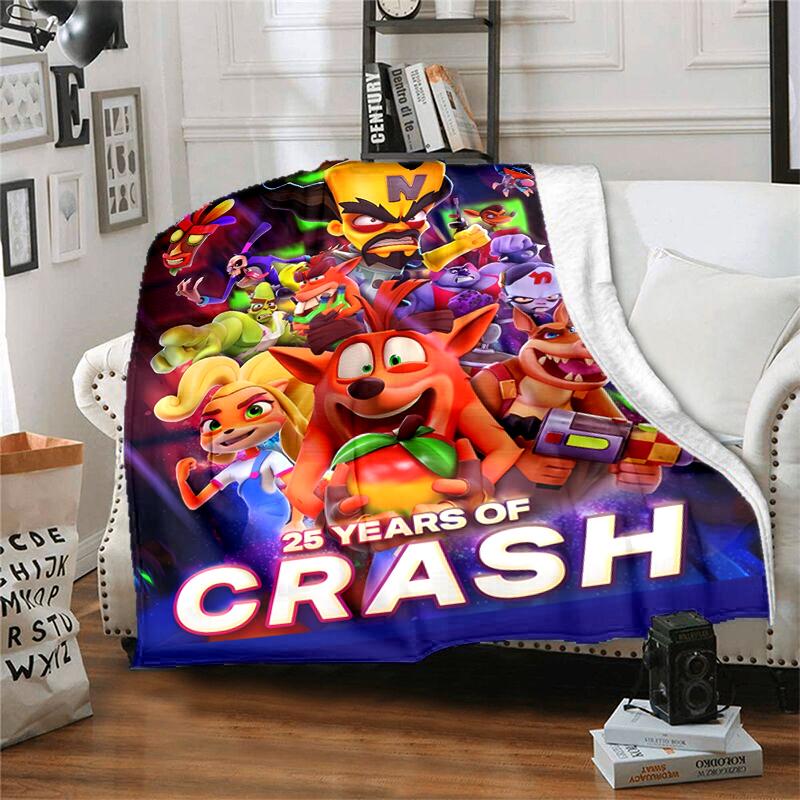 1pc Blanket Crash Bandicoot Print Design, Lightweight Blanket for Sofa, Bed- Soft &Warm, Gift for All Seasons like Christmas, Halloween