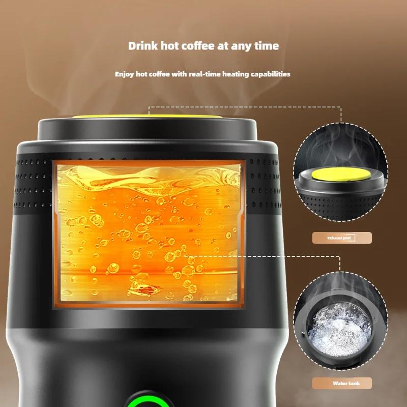 Portable Italian Capsule Coffee Machine Electric Wireless Heating Coffee Machine Travel Coffee Maker for Car Home Camping Travel