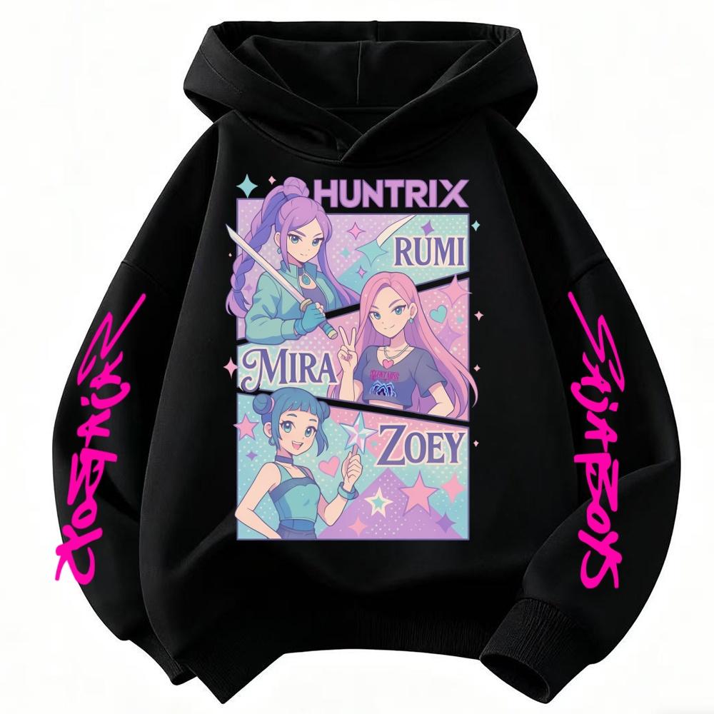 Детская одежда для мальчиков и девочек, аниме, K-pop, толстовка «Охотники на демонов», повседневная, модная, осенне-зимняя, теплая