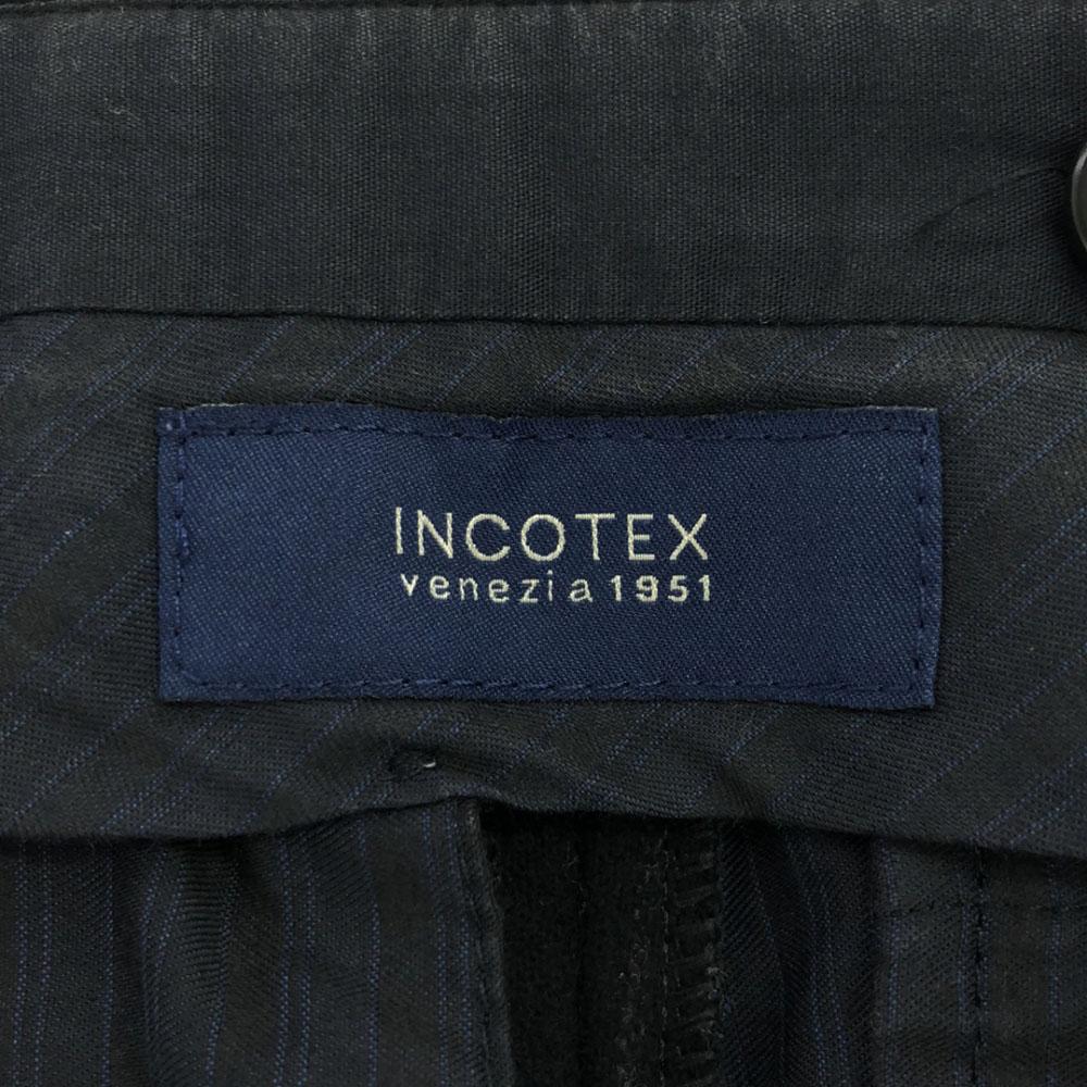 INCOTEX Striped Pattern Wool pants 42 black Center press Men's Used
