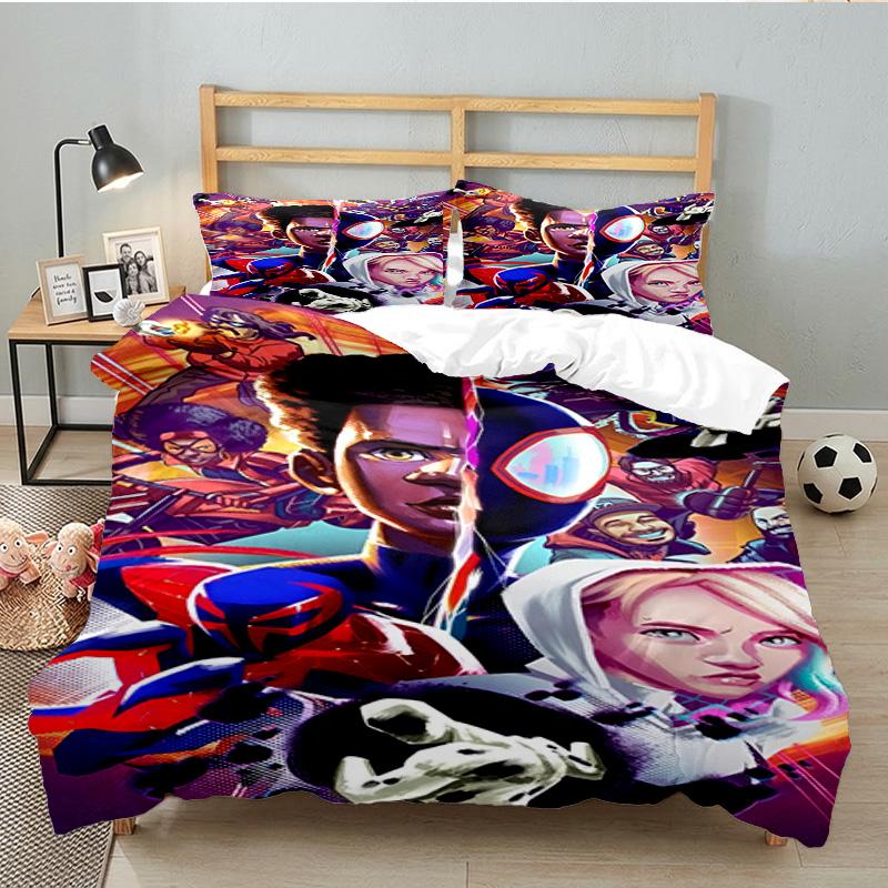 Into The Spider-verse 3PCS Bedding set,Ideal for 1pc Duvet Cover And 2pcs Pillowcases Perfect for Fan gift,Ideal for Bedroom, Dormitory