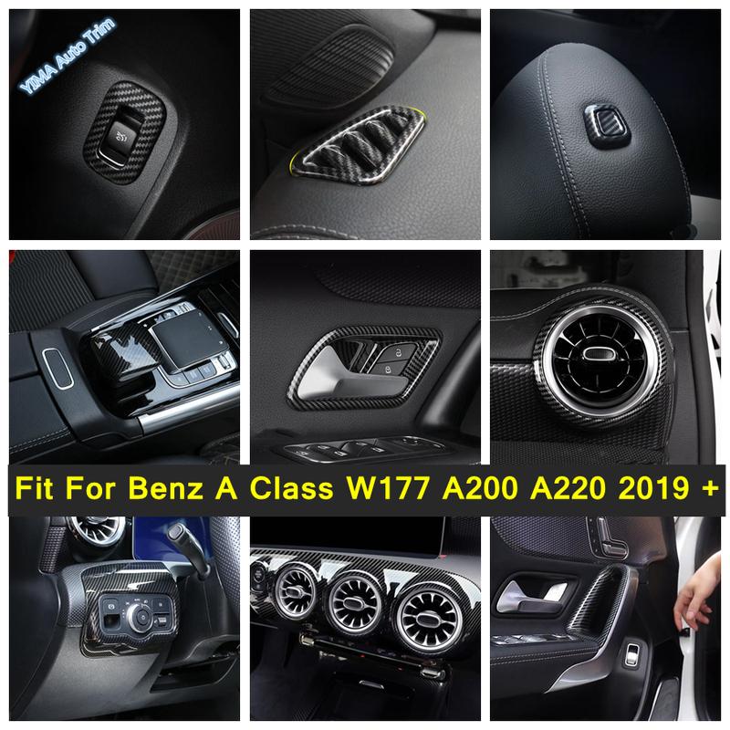 Carbon Fiber Look Car A Speaker / Door Handle Bowl / Armrest Box Cover Trim For Mercedes Benz A Class W177 A200 A220 - 2024