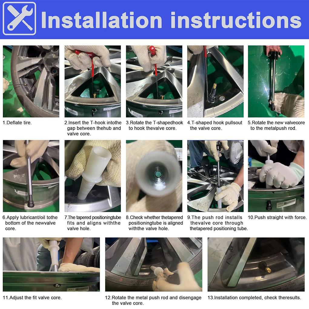 Quick Change Tire Valve Tool Kit Valve Stem Tire Valve Stem Tire Valve Stem Core Quickly Replacement Tool Kit