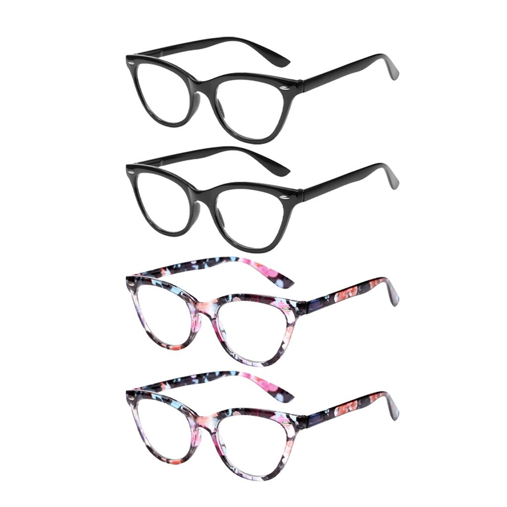 4PCS Plastic Retro Women Reading Glasses Men Cat Eye Anti Blue Light Eyeglasses Fashion Presbyopia Hyperopia Eyewear