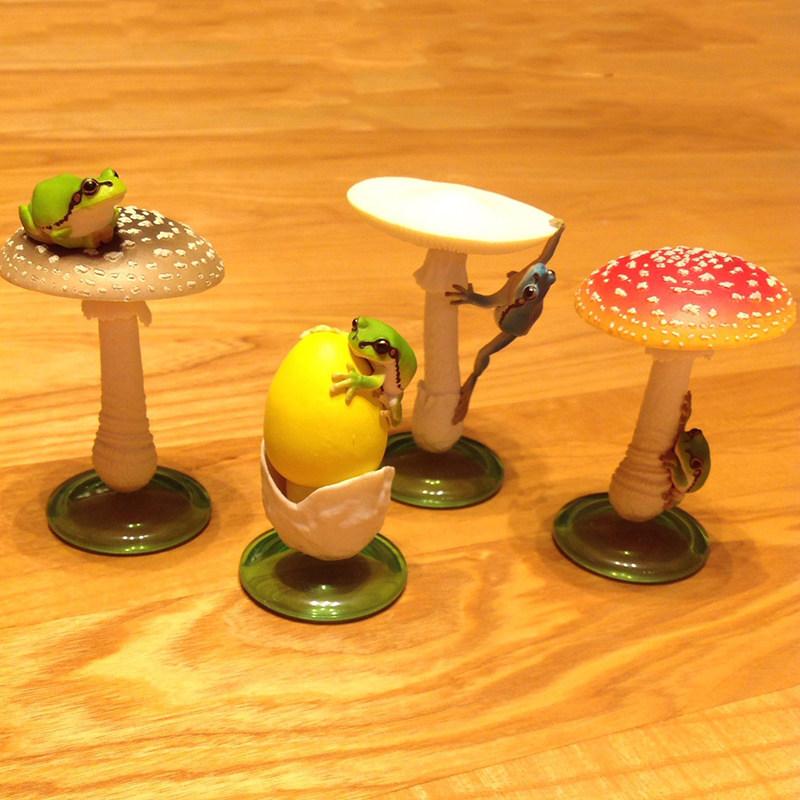 Authentic Japanese Ikimon Series 2 Mushroom And Rain Frog Realistic Fly Agaric Figure Ornament Keychain Collectible