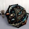 Universal Harmony: Cosmic Eye Pyramid Art PrintUmbrella with Cute Design,Portable 3-Fold Compact Umbrella for Men&Women,Valentine's Day Moth