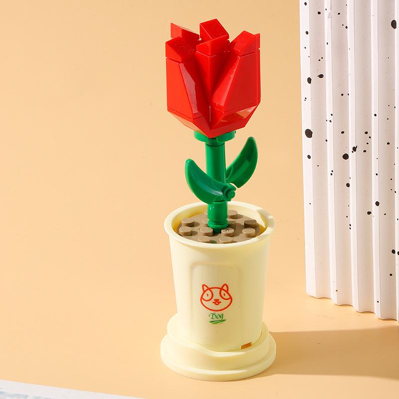 Совместимые строительные блоки: Букет комнатных растений с цветами и суккулентами от Lele Brothers - Детские игрушки и уличный киоск для женщин