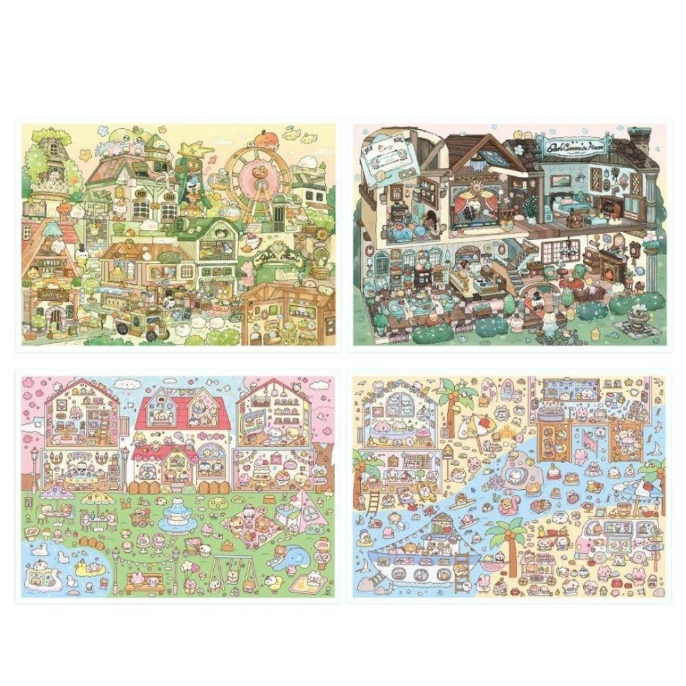 PET Die Cut Miniature Scene Sticker Cute Animals Mini Landscape Sticker Kid Gifts