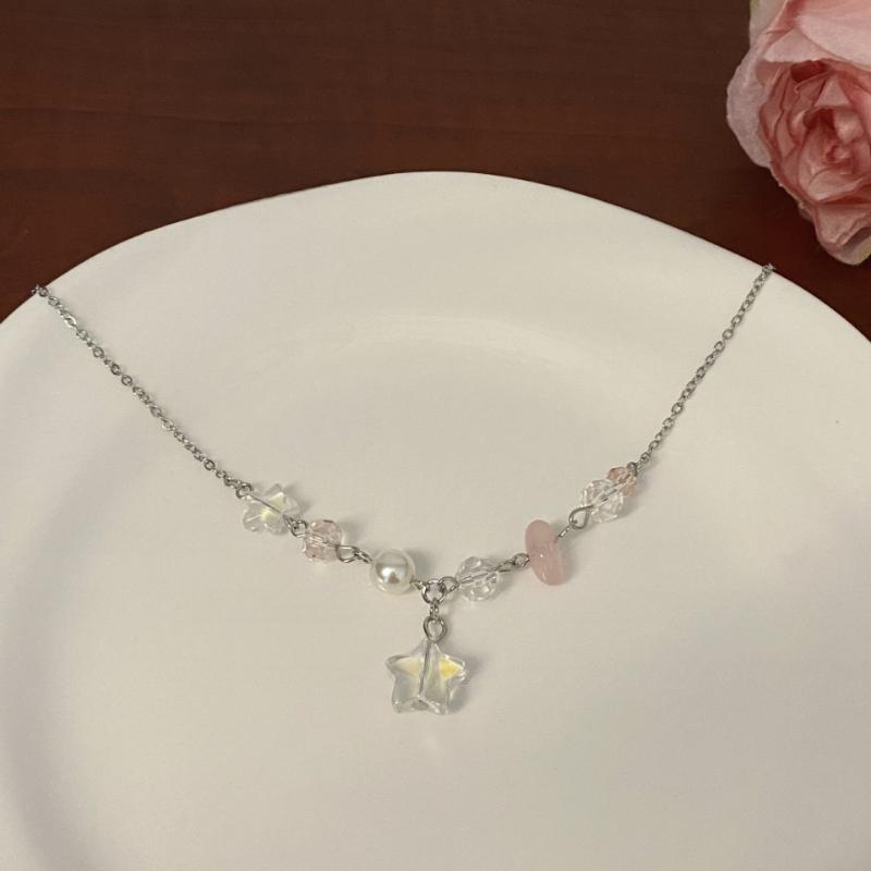 Новая мода, темперамент, прозрачные звезды, жемчуг, бисер, простое ожерелье-джокер, женское ожерелье
