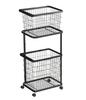 Yamazaki Jitsugyo Laundry Wagon Basket Black W41 X D30 X Tower Laundry Basket with Casters Large Capacity 3352 + Approx. H93.5cm