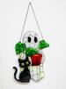 Cute Halloween Ghost Hanging Decor Acrylic Black Cat & Potted Plant Decortive Sun Catchers Window Ornament for Home & Party Gift