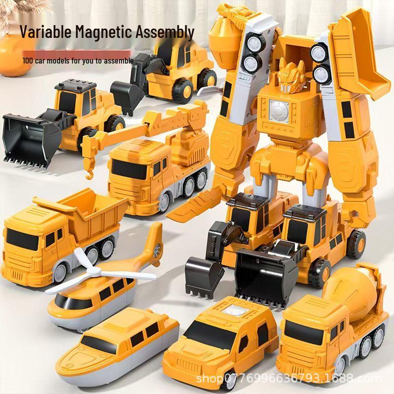 Kids' Magnetic Engineering Vehicle & Robot Transformation Toy Set