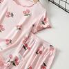 Детский летний комплект пижамы Милый и удобный Повседневный Ледяной шелк Короткий рукав и короткие штаны Для девочек Комплекты пижам