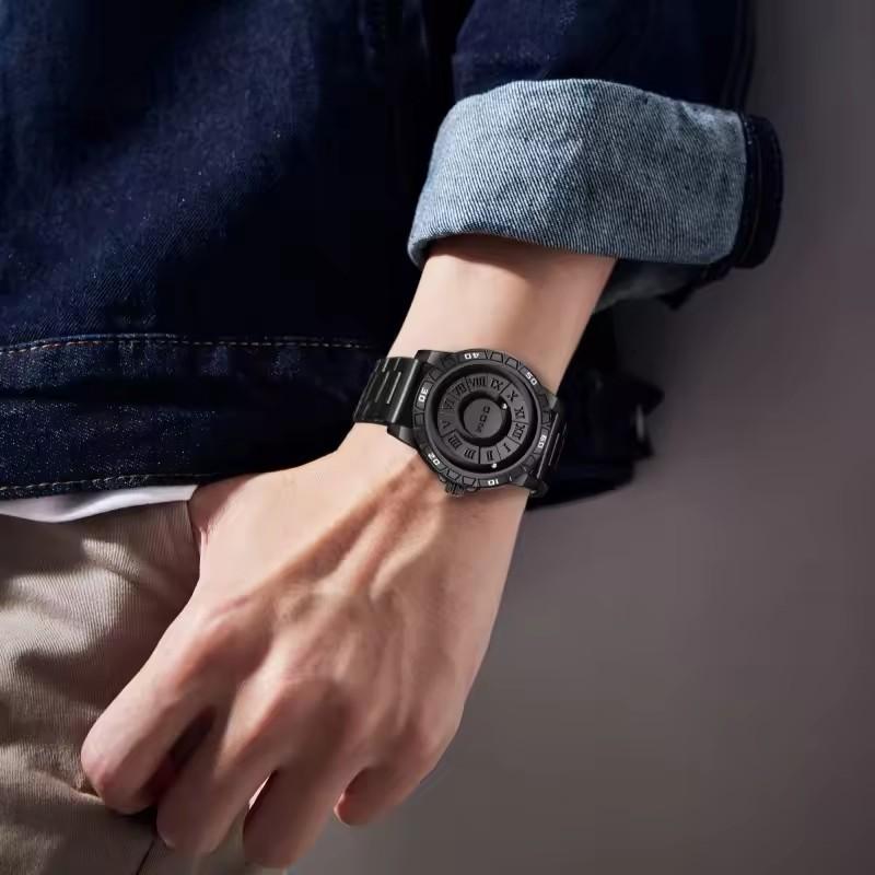 DOM 1726 Creative Design Quartz Men's Watch Magnetic Ball Concept Fashionable Cool Trendy Minimalist Waterproof Quartz Watch