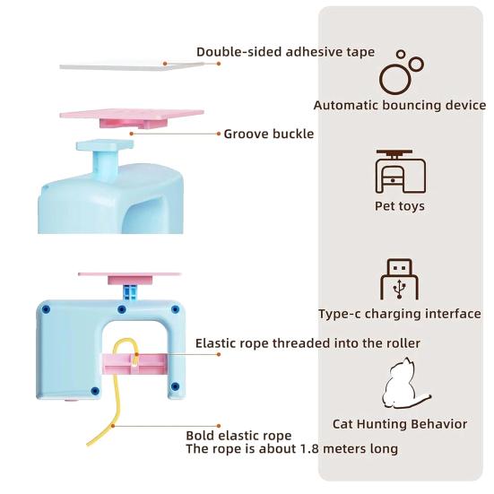 Retractable Cat Teaser Door Hanging Toy Kit Interactive Boredom Buster Self-Entertainment Toys for Kittens