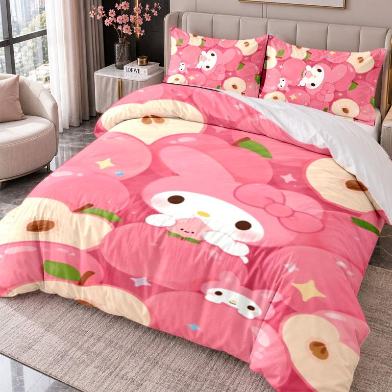 My Melody 3Pcs Bedding Set Duvet Cover With Two Pillowcases For Bedroom Home Decoration
