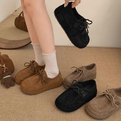 Ретро французская платформа женские новые осенние универсальные юбка лоферы одинарная обувь