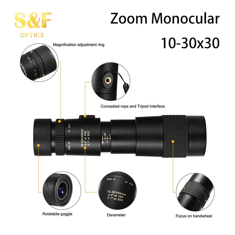 Водонепроницаемый противотуманный зум-монокуляр ночного видения 10-30x40 мм Hd монокулярный телескоп для наблюдения за птицами, охоты, пешего туризма, путешествий
