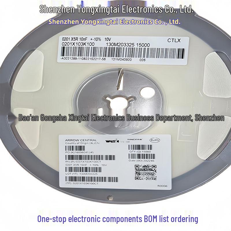 0201X103K100CT SMD MLCC Capacitor, 10nF/10V, 10% X5R, Resistor-Capacitor BOM