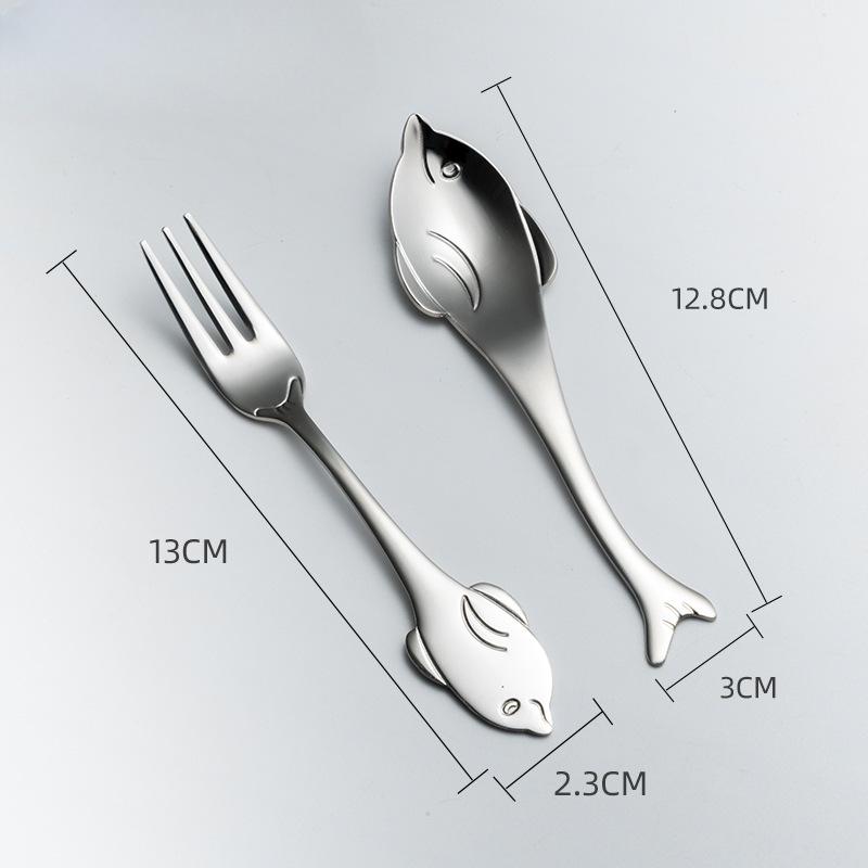 HANYANG Новая креативная милая ложка в виде дельфина, кофейная ложка из нержавеющей стали 304, нож и вилка, ослепительная цветная ложка для перемешивания