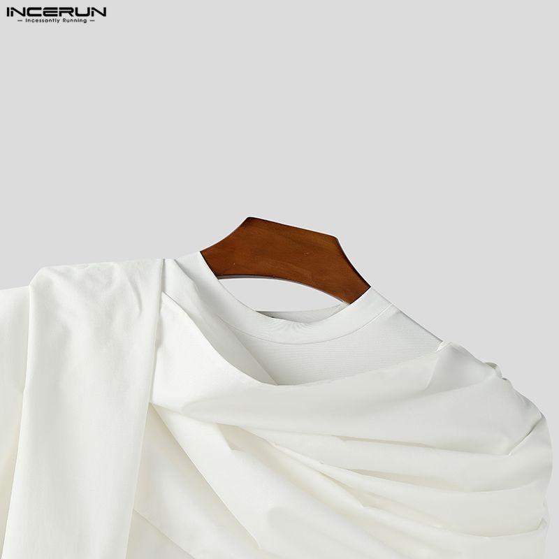 INCERUN Autumn Men Swing Collar Long Sleeve Irregular Layers Casual Gothic Tops T-shirts