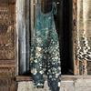 Женский комбинезон с цветочным принтом, повседневный свободный винтажный комбинезон из хлопка и льна
