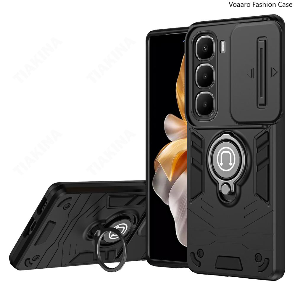 Чехол-фунда с защитой объектива-слайдера для Infinix 60i 4G, чехол с магнитным кольцом-подставкой для Infinix 60 5G Pro Plus, бронированный чехол-накладка