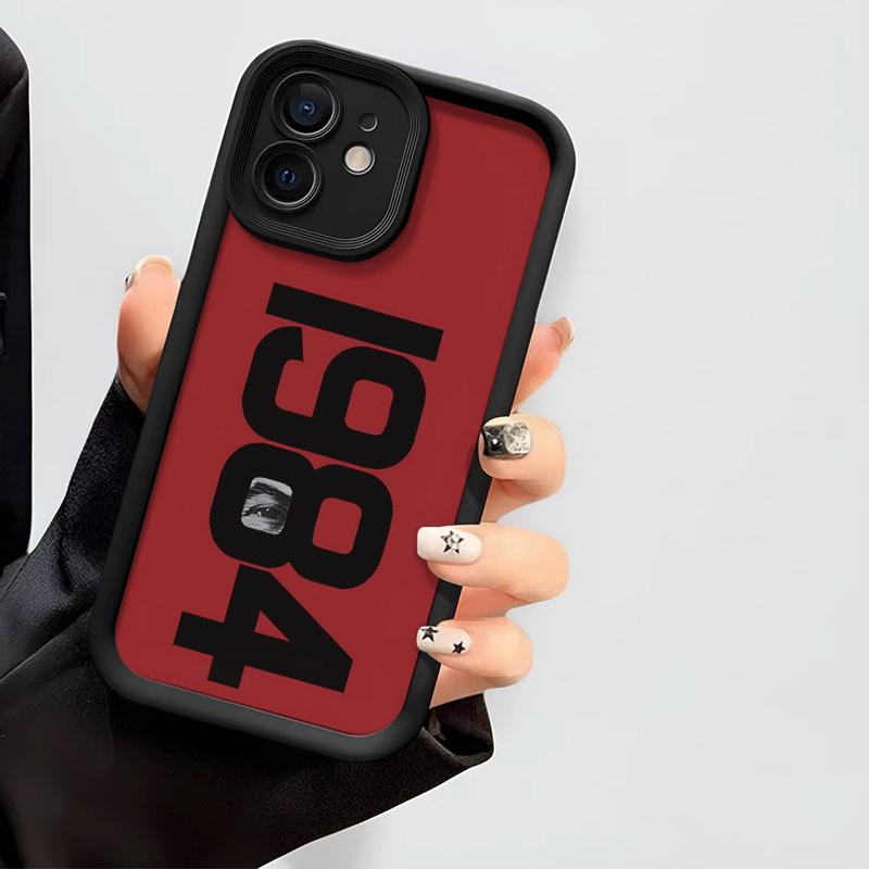 Крутой простой арт-чехол для телефона с буквой 1984, подходит для iPhone16 15 14 13 12 11Pro/ Max/Plus, ударопрочная задняя крышка, защита от отпечатков пальцев