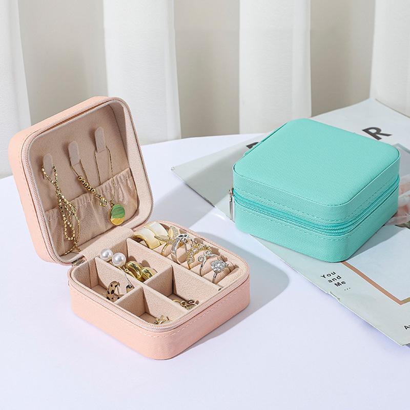 Мини-органайзер для ювелирных изделий, портативная шкатулка для ювелирных изделий, дисплей для путешествий, ювелирные изделия на молнии, серьги, ожерелье, кольца, коробки для хранения