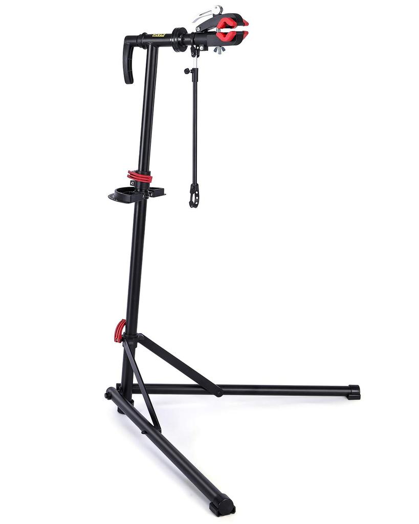 CXWXC Стенд для обслуживания велосипеда, рабочая стойка для шоссейного велосипеда, стальная регулируемая складная стойка с опорной планкой для инструментов, черная высота/угол лотка/ручка