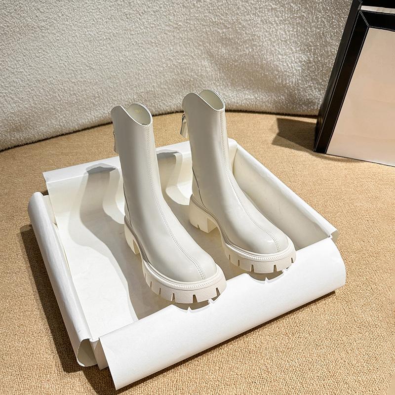 Fashion Platform Thick Heel Women Ankle Boots Fashion Back Zippers Short Boots Autumn Winter Women's Elegant Booties