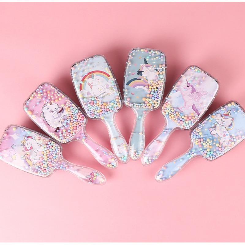 Kawaii щетка для волос для маленьких девочек, расческа для волос с милыми животными, пандой, единорогом для детей, массажная расческа на воздушной подушке, инструмент для ухода за волосами для девочек