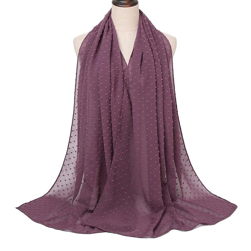 Solid Color Pom Pom Bubble Chiffon Hijab Scarf Fashion Women Long Shawl Wrap Muslim Headband Islamic Sjaal Turban