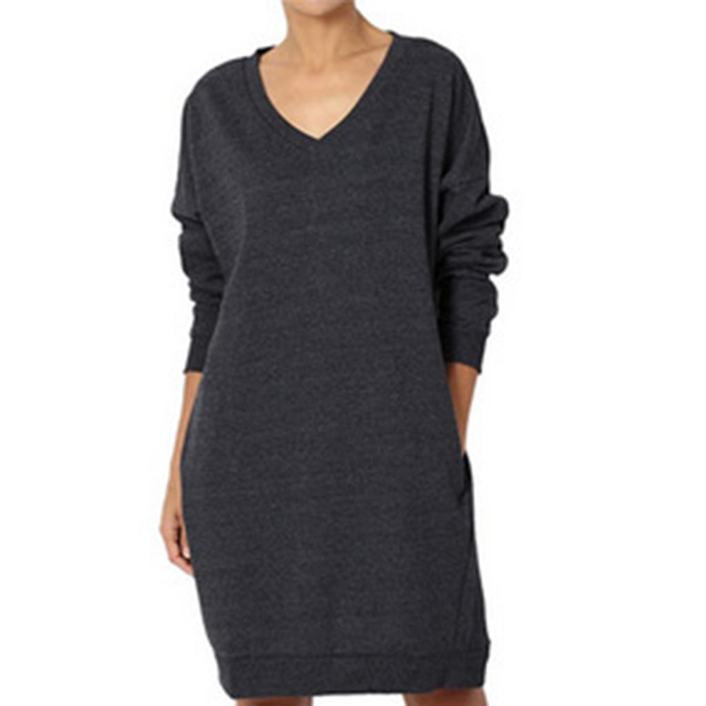 Женский однотонный топ с V-образным вырезом, с длинными рукавами, свободного кроя