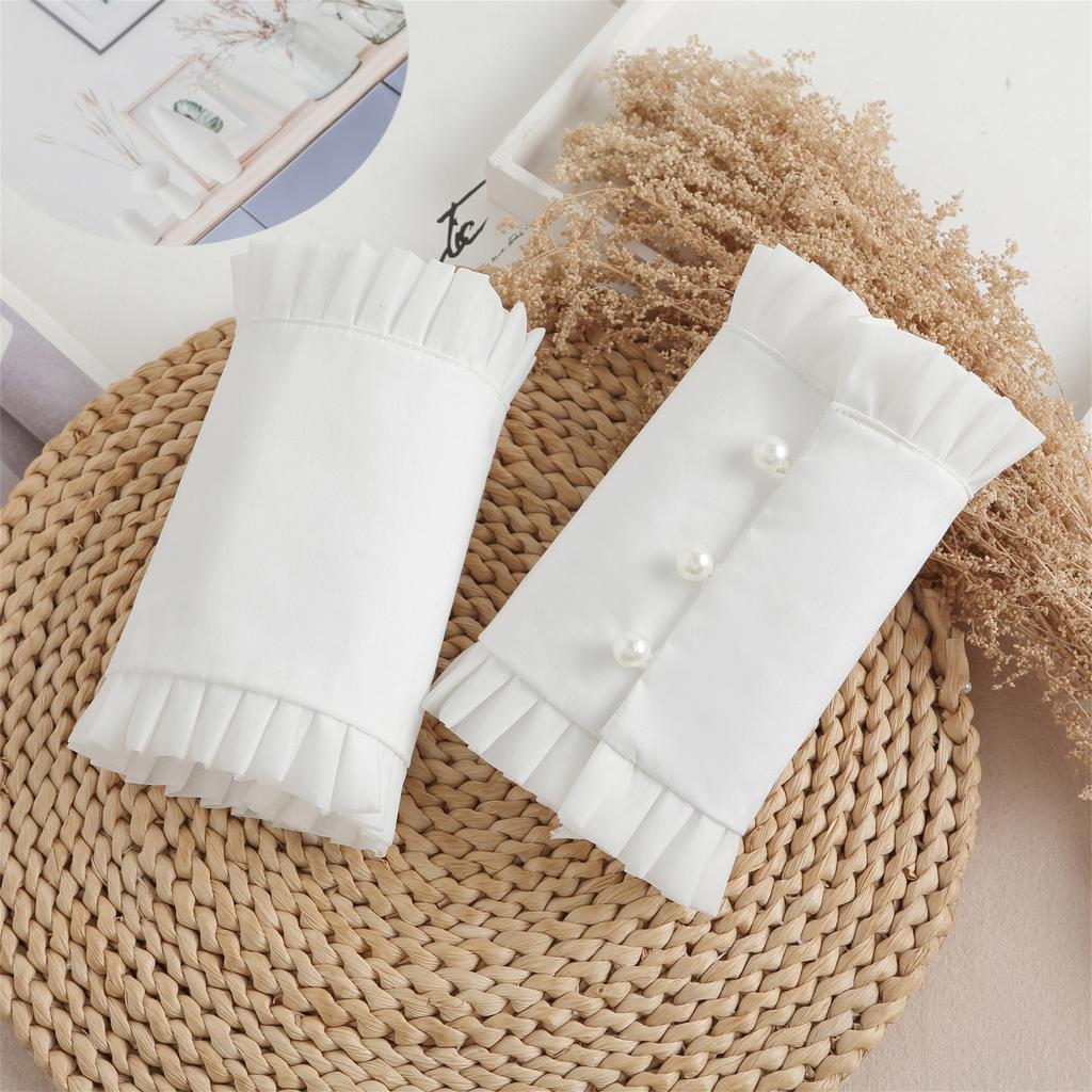 Судебный Винтаж Литература и искусство Плиссированный край Хлопок Лолита Перламутровые пуговицы Грибок Край Ложные рукава Короткие манжеты