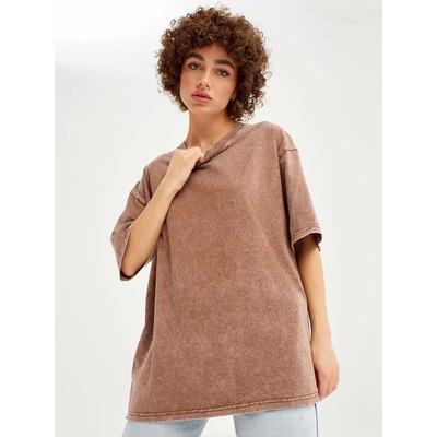 Хлопок стирать ретро женские футболки винтажные футболки повседневные с коротким рукавом однотонные свободные женские базовые одежда