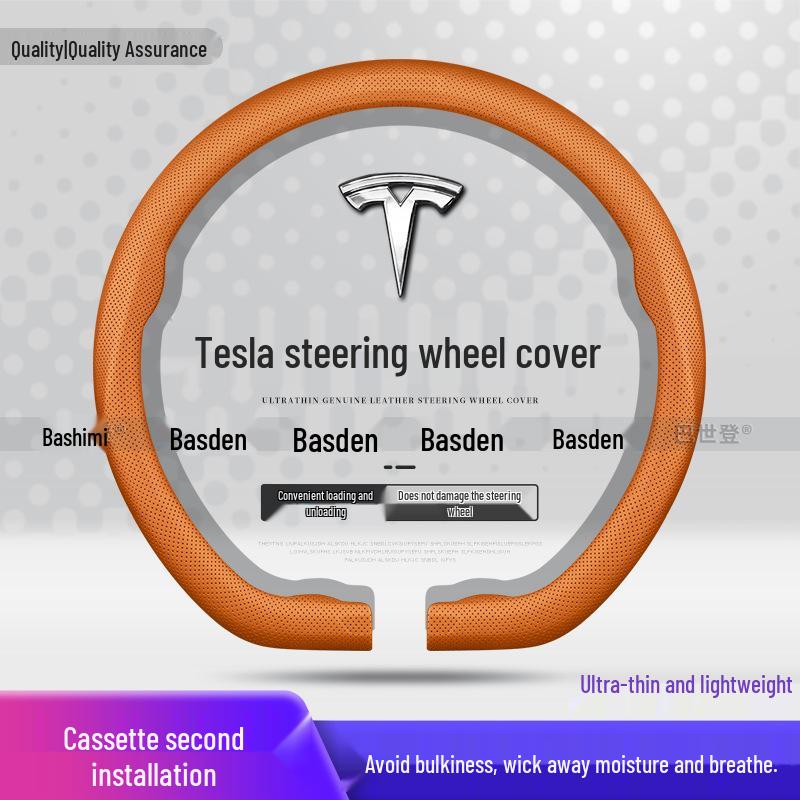 Tesla Model S/Y/3/X Steering Wheel Cover - Genuine Leather