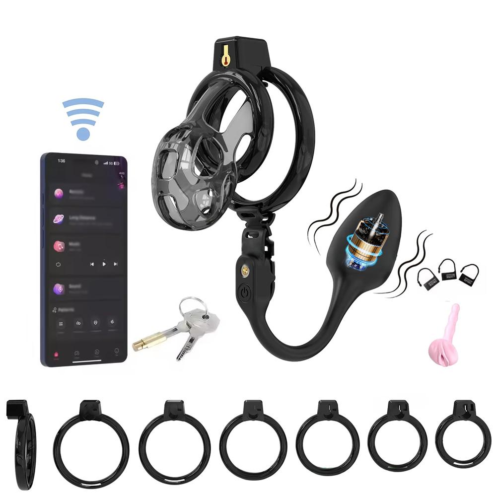 Мягкая клетка целомудрия с анальной пробкой, вибратор с дистанционным управлением, анальная пробка, секс-игрушка для пары, мужчины, кобра, уретральный замок с катетером