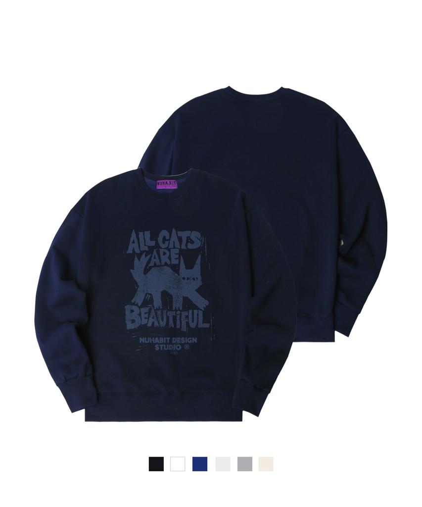 NUHABIT N/H Beauty Cat Oversized Fleece-Lined Sweatshirt (Som4-4Nh1297)