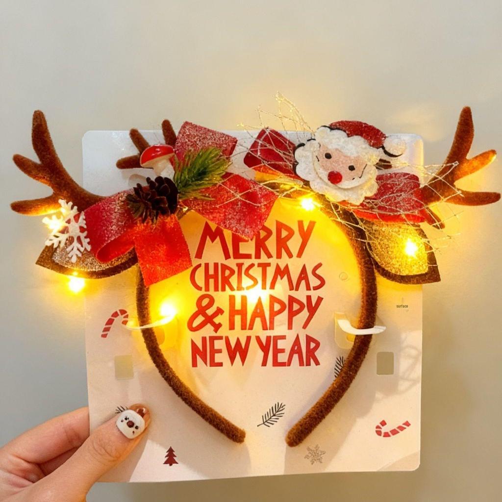 Christmas Elk Antler Headband - Festive Forest-Style Photo Prop for Adults