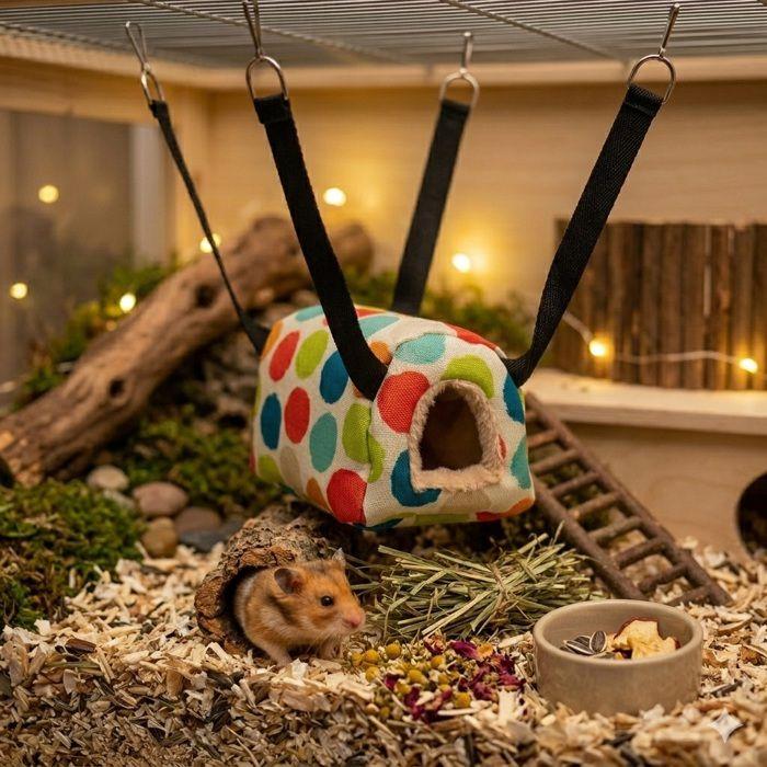 Maison suspendue Fizi pour hamster en tissu rembourré