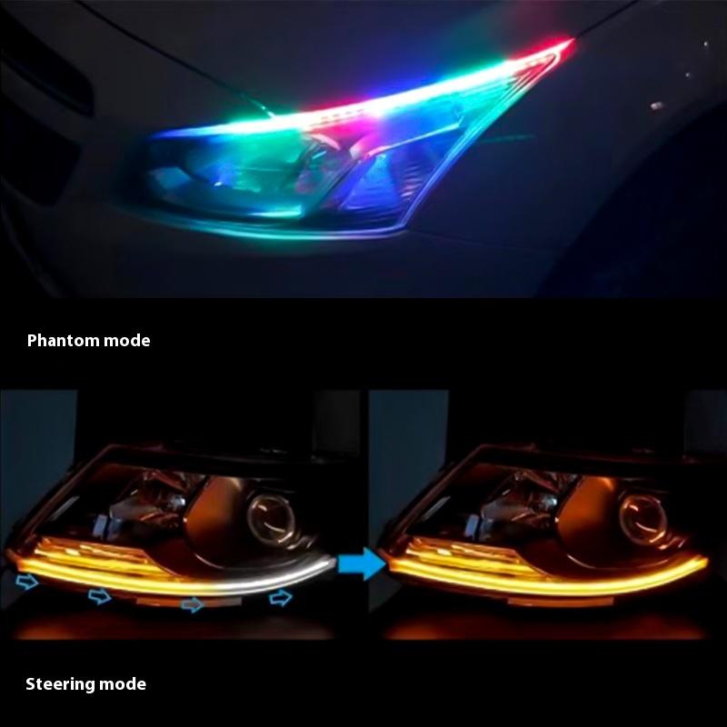 Car LED Flashing Daytime Running Lights with Flowing Water Turning Lights, Multi-function Car Daytime Running Lights, No Disasse