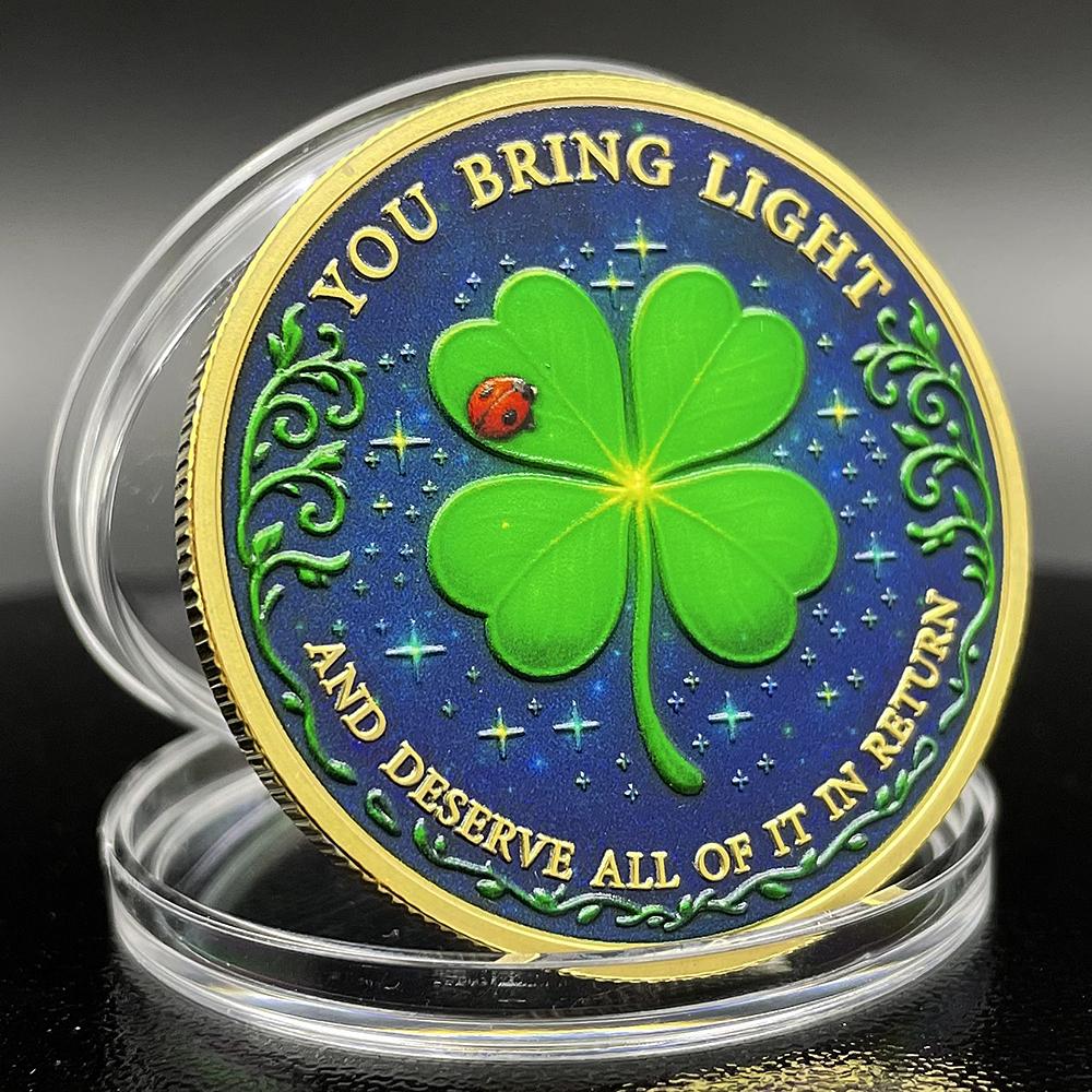 Four Leaf Clover Lucky Coins Blessings Harmony Joy 'You Are Worthy of Every Joy Life Has To Offer' Good Luck Gift Collection
